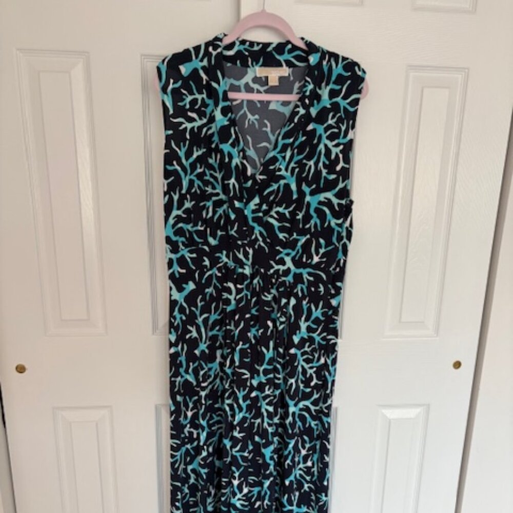Michael Kors Women’s Plus Maxi Dress – Blue Coral Pattern – Size 1X